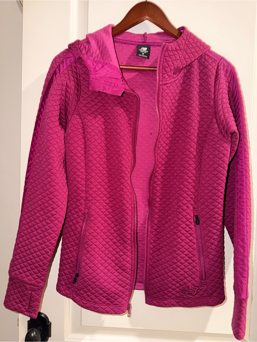 New Balance Magenta Quilted Zip Hoodie